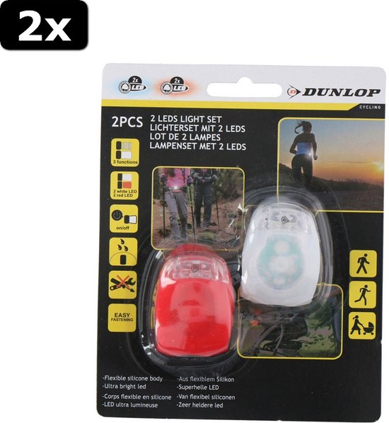 2x Dunlop LED Fietsverlichting Set 2 Rood + Wit