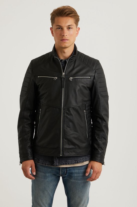 Chasin' Jas Leren jas Drifter Jack Zwart Maat XL bol