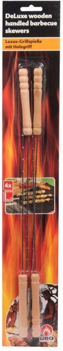 BBQ Collection Barbecuespies 38.5 cm 4 Stuks RVS/Hout
