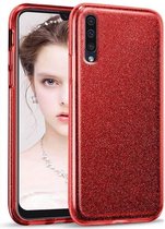 LuxeBass Samsung Galaxy A50 / A50S - Glitter Siliconen - Rood - telefoonhoes - gsm hoes - gsm hoesjes