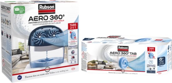 Absorbeur d'humidité Rubson Aero 360 - pièces jusqu'à 40m² - plus 6  recharges neutres... | bol.com