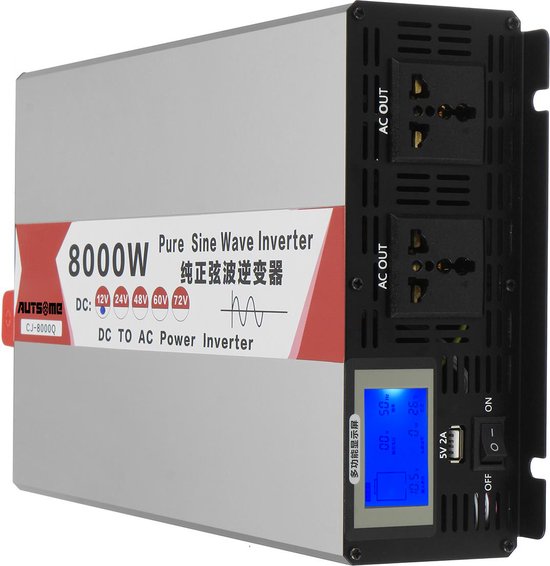 12 V DC-AC omvormer met zuivere sinusgolf, 500 W