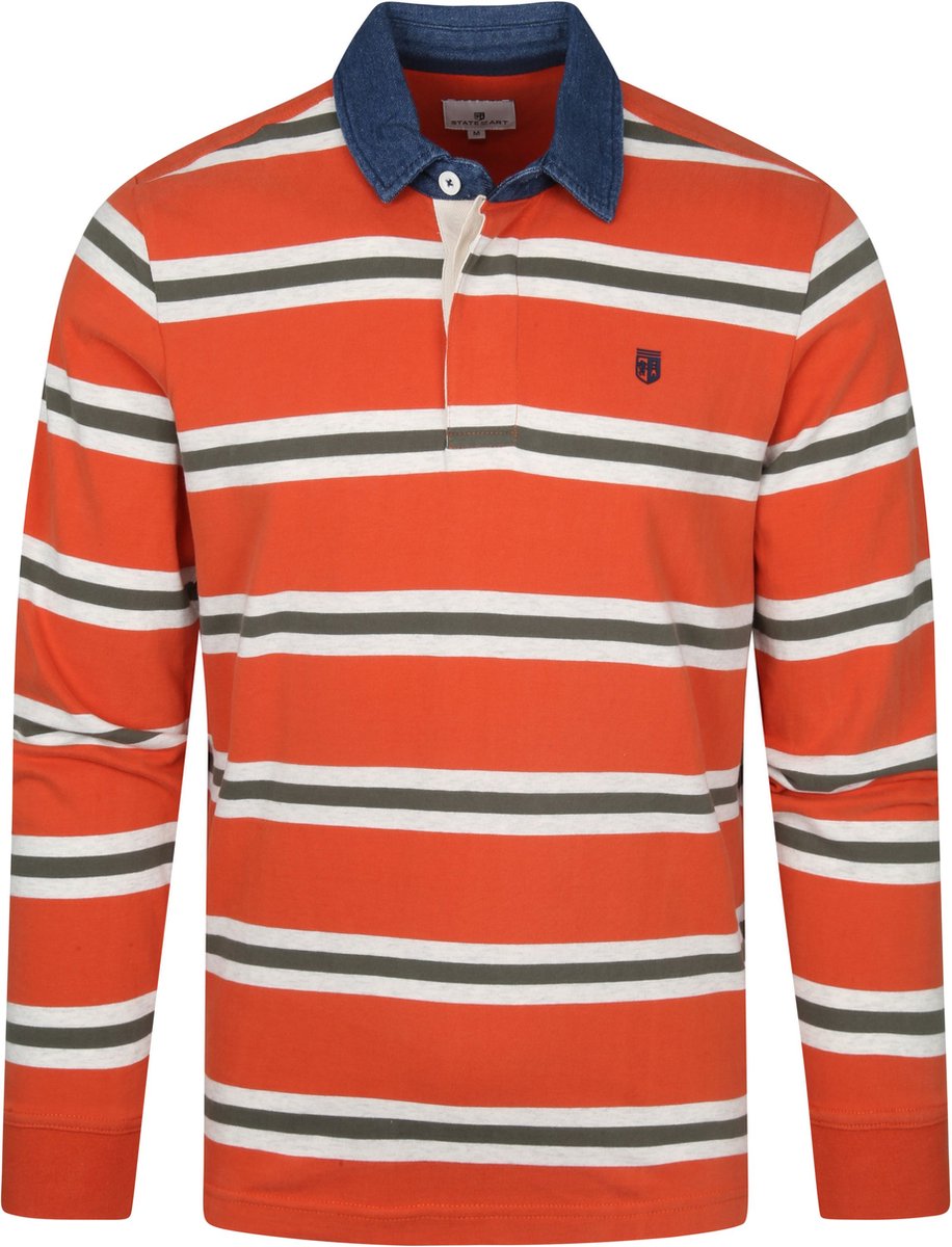 State of Art - longsleeve Rugbyshirt Rood - Modern-fit - Heren Poloshirt Maat M