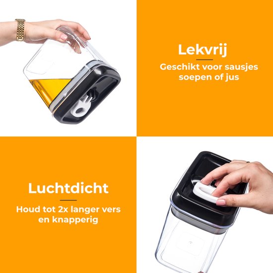 Pot de stockage transparent avec couvercle noir, rempli d'huile, étanche et hermétique, garde les aliments frais plus longtemps.