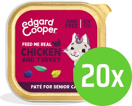 Edgard & Cooper: Paté voor senior katten, kip en kalkoen. 20x verpakking.
