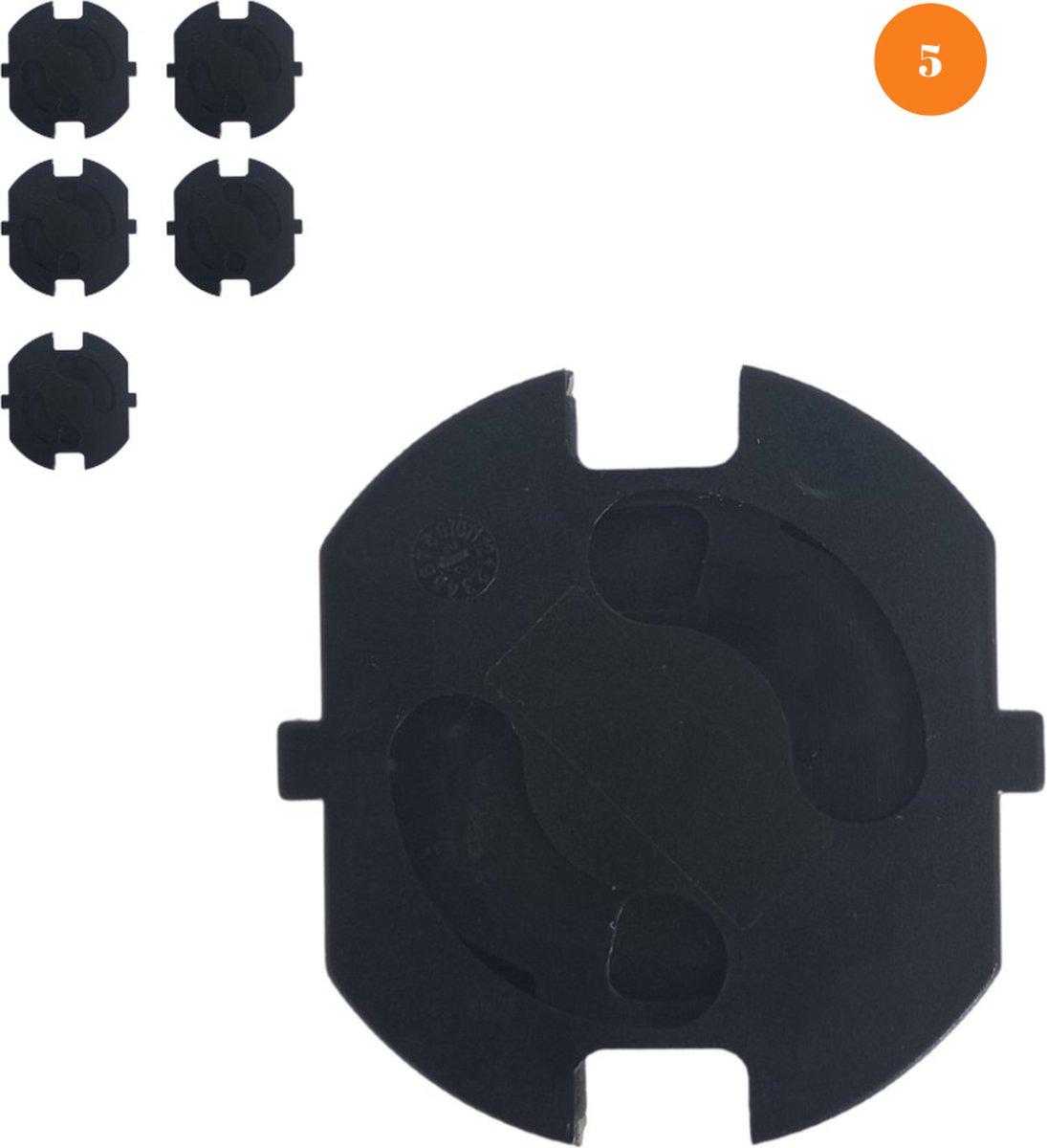 Stopcontactbeveiliging | stopcontactbeschermers | handig draaimechanisme | zelfklevend | zwart | 5 stuks