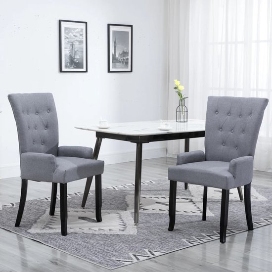 vidaXL Chaise de salle à manger avec accoudoirs 2 pièces tissu gris clair |  bol.com