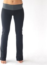 Lange fitnessbroek met brede lendenband - XS - zwart/grijs