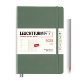 Leuchtturm1917 - agenda - 2023 - weekplanner + notities - 12 maanden - a5 - 14,5 x 21 cm - softcover - olijfgroen