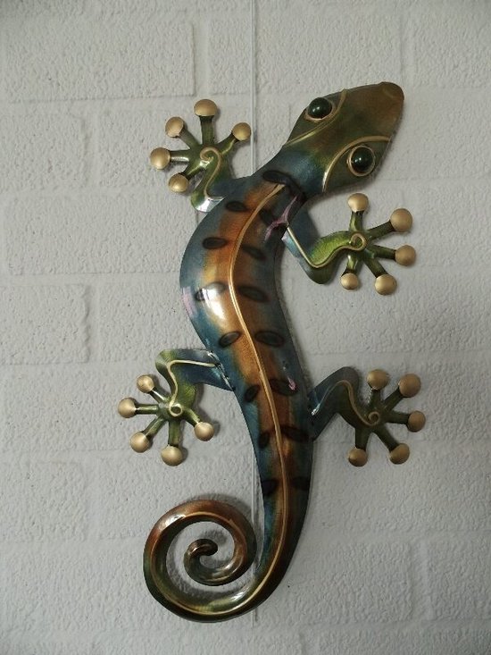Wanddecoratie metaal - Gekko - 32 x 55 cm