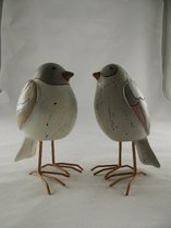 Sculpture plastique - 16,5 cm de haut - oiseaux debout - lot de 2 - décoration