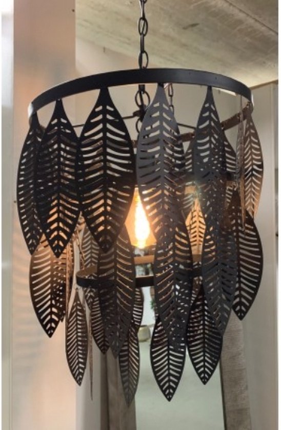 Hanglamp - 50 cm hoog - decoratie - verlichting - metaal - veren