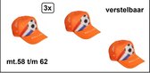 3x Baseball cap Holland oranje verstelbaar - Voetbal sjaal EK WK Themafeest Holland Oranje