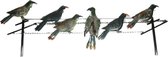 Wanddecoratie metaal - duiven op draad - 115 x 40 cm