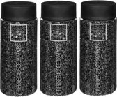 3x Potjes decoratie/hobby stenen zwart 750 gram - Woondecoratie
