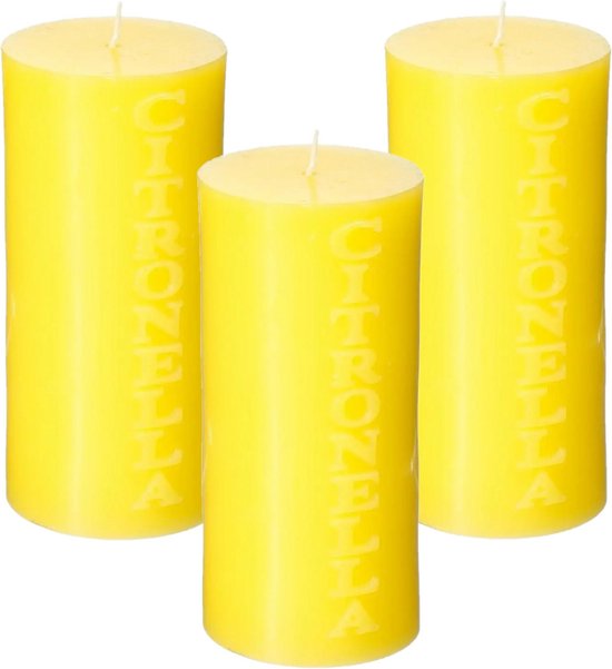 3 x Bougies souches anti-moustiques Citronnelle 64 heures de combustion  jaune -... | bol.