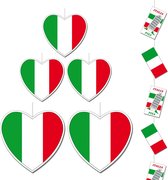 6-delige hou van Italie versiering set hartjes van 14 cm en 28 cm en grote deco thema hanger - vlaggen decoraties
