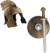 Ridder helm brons met set ridder speelgoed wapens - Zwaard/schild - Volwassenen