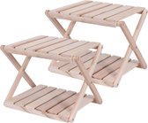 Set de 2x tables d'appoint pliantes en bois pour le jardin 38,5 cm