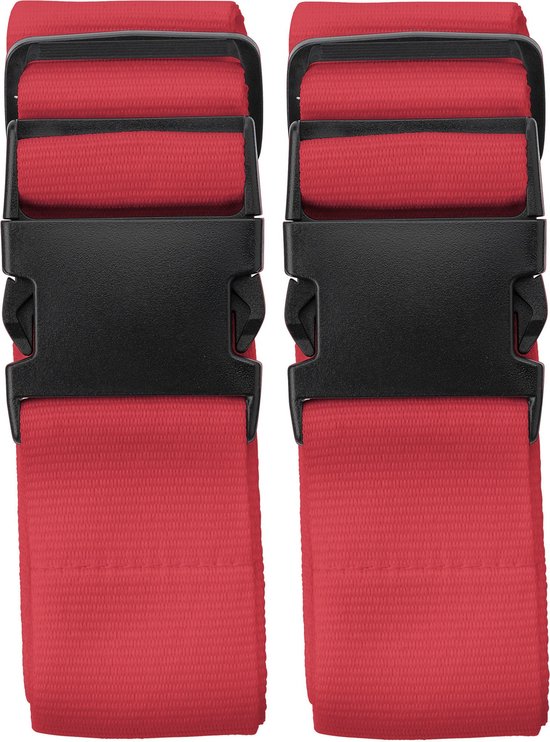 2x stuks kofferriemen / bagageriemen - 190 cm - kofferspanband rood