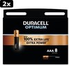 2x Duracell Alkaline Optimum Batterij AAA 8 Pack