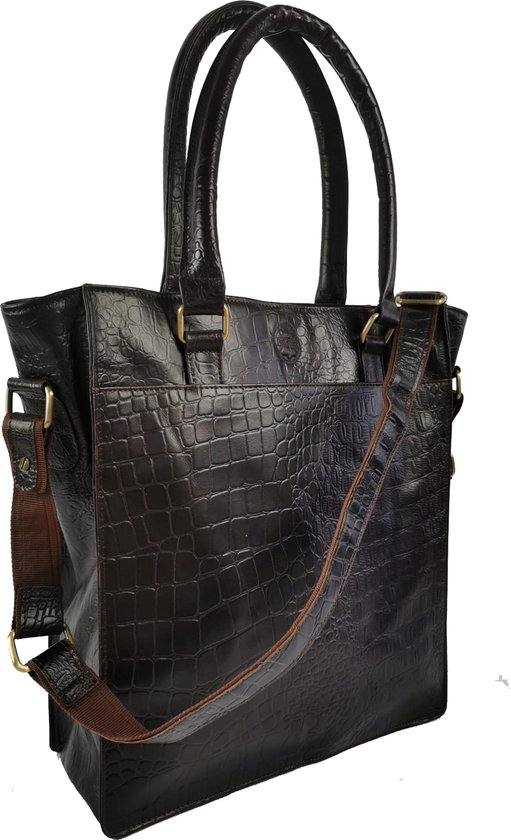 Croco-Dile - Sac bandoulière - Sac à main - Crocodiles - Cuir marron pellericca