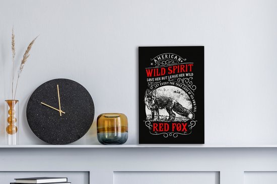 Tableau Peinture Renard - Rétro - Lettres - Citation - 20x30 cm - Décoration murale