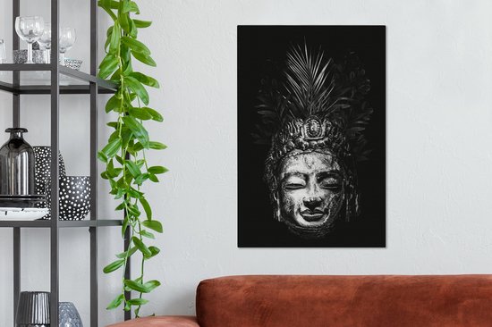 Canvas Luxe Kunst Achtergrond Met Tropische Palmbladeren In Blauw En Wit Met Gouden Kunstlijn Botanische Banner Met Exotische Planten Voor Behang Print Interieur Textiel Verpakking 551699568