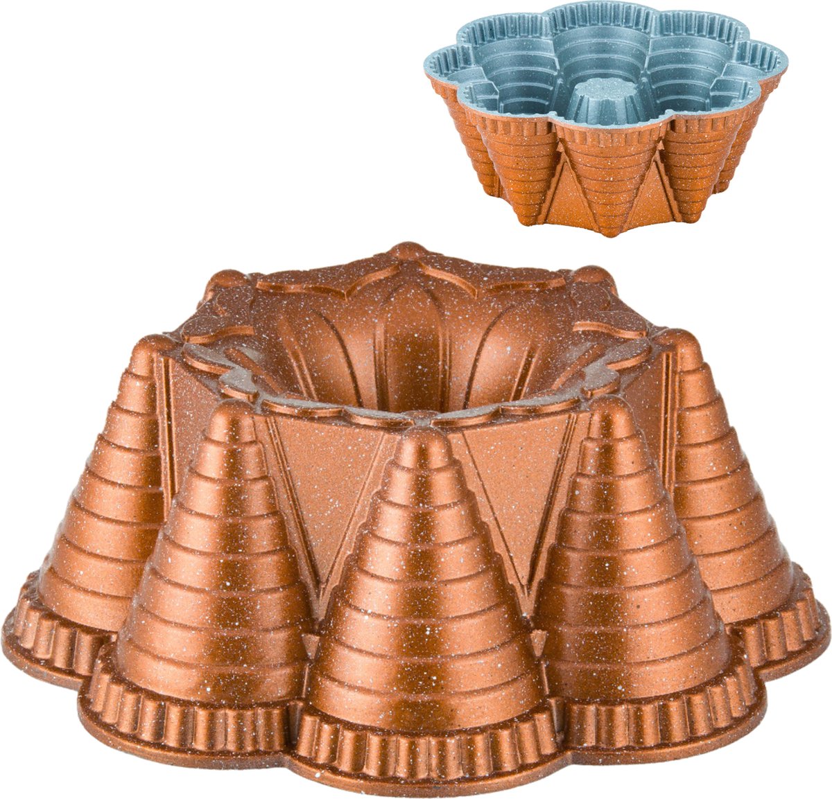 Schmeckpunkt - Layered Tower bronskleur - Tulband bakvorm - cakevorm - Broodvorm - bakblik - Zwaar gegoten aluminium - 21 cm - Anti aanbak laag