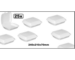 25x Menubox 1 vaks wit - take away maaltijd bezorging eten food bak vakken maaltijdbox menu afhaal