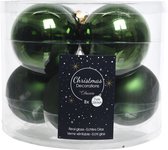 Decoris kerstballen glas mix glanzend mat D7cm dennengroen dia7.00cm