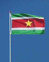 *** Surinaamse Vlag 150x90CM - Suriname - SR - Groen Wit Rood Gele Ster - Polyester - van Heble® ***