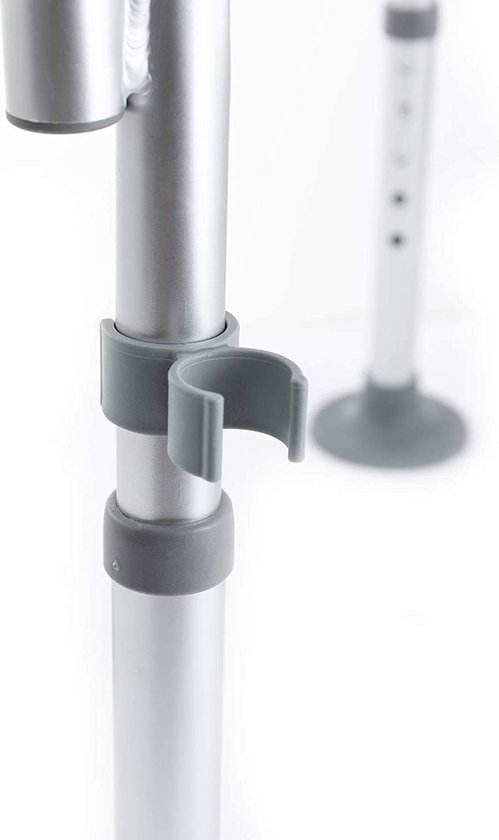 BY JRM® Douchestoel en Douchekruk met afneembare rugleuning en armleuning – 30 dagen uitproberen - anti slip – verstelbare hoogte - douchekrukje - Grijs