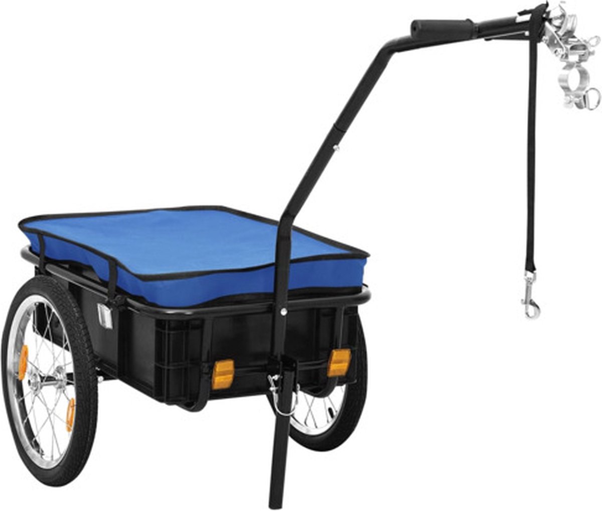 vidaXL - Fietstrailer/trekwagen - 155x60x83 - cm - staal - blauw
