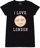 Zwart T-shirt met een emoticon, I Love London / 158