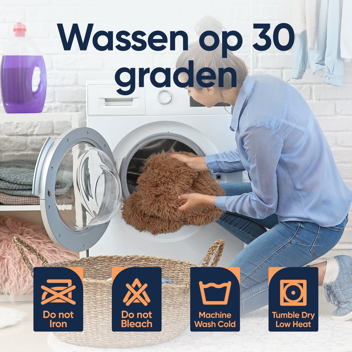 Happysnoots donut hondenmand 100 cm grijs met afneembare hoes thumbnail 4