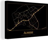 Peinture sur toile Carte - Almere - Luxe - Or - Zwart - 90x60 cm - Décoration murale