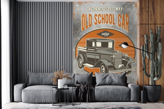 Papier peint - Papier peint photo Mancave - Voiture - Rétro - Dessin - Largeur 155 cm x Hauteur 240 cm
