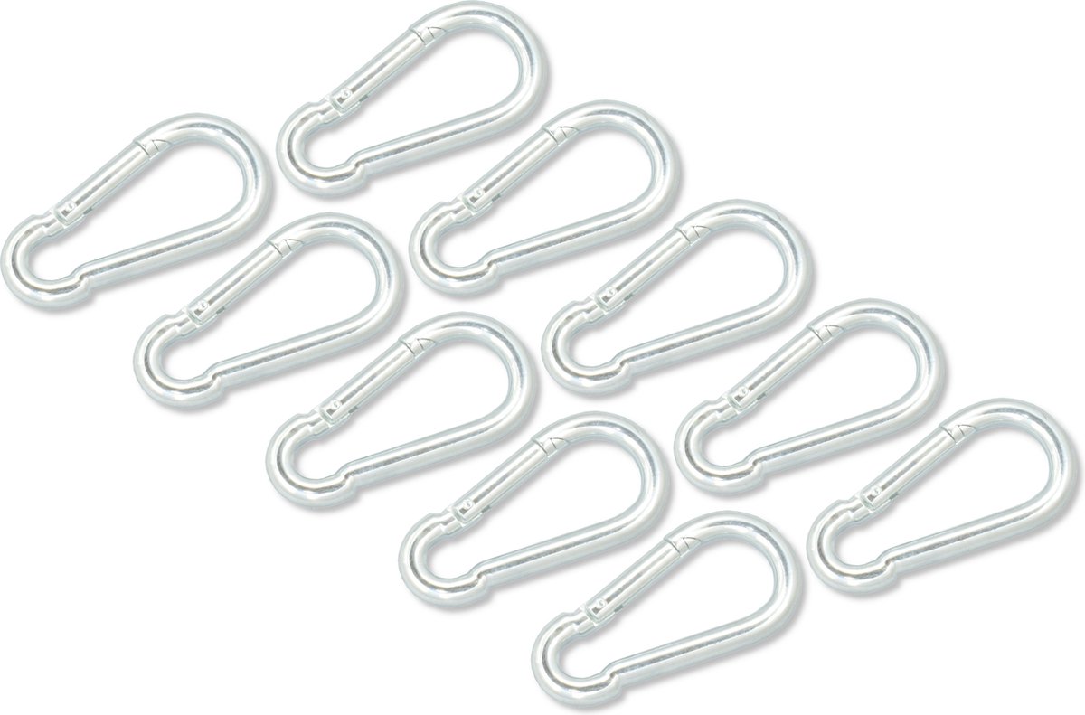 AMIG Karabijnhaak 10 x 100mm – Gegalvaniseerd Staal – 10 stuks – carabiner – musketonhaak