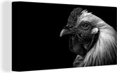 Toile Peinture une poule devant un fond noir - noir et blanc - 80x40 cm - Décoration murale Art