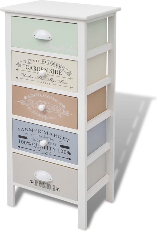 vidaXL Armoire de rangement avec 5 tiroirs Style français Bois