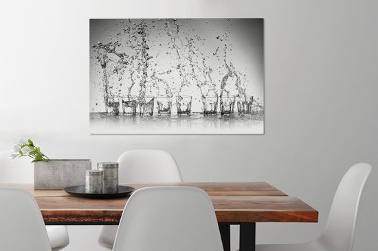 Canvas schilderij 60x40 cm - Wanddecoratie Spattend water in glazen - Muurdecoratie woonkamer - Slaapkamer decoratie - Kamer accessoires - Schilderijen op canvas