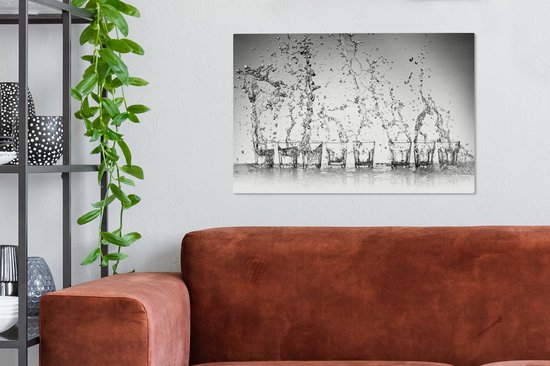 Canvas schilderij 60x40 cm - Wanddecoratie Spattend water in glazen - Muurdecoratie woonkamer - Slaapkamer decoratie - Kamer accessoires - Schilderijen op canvas