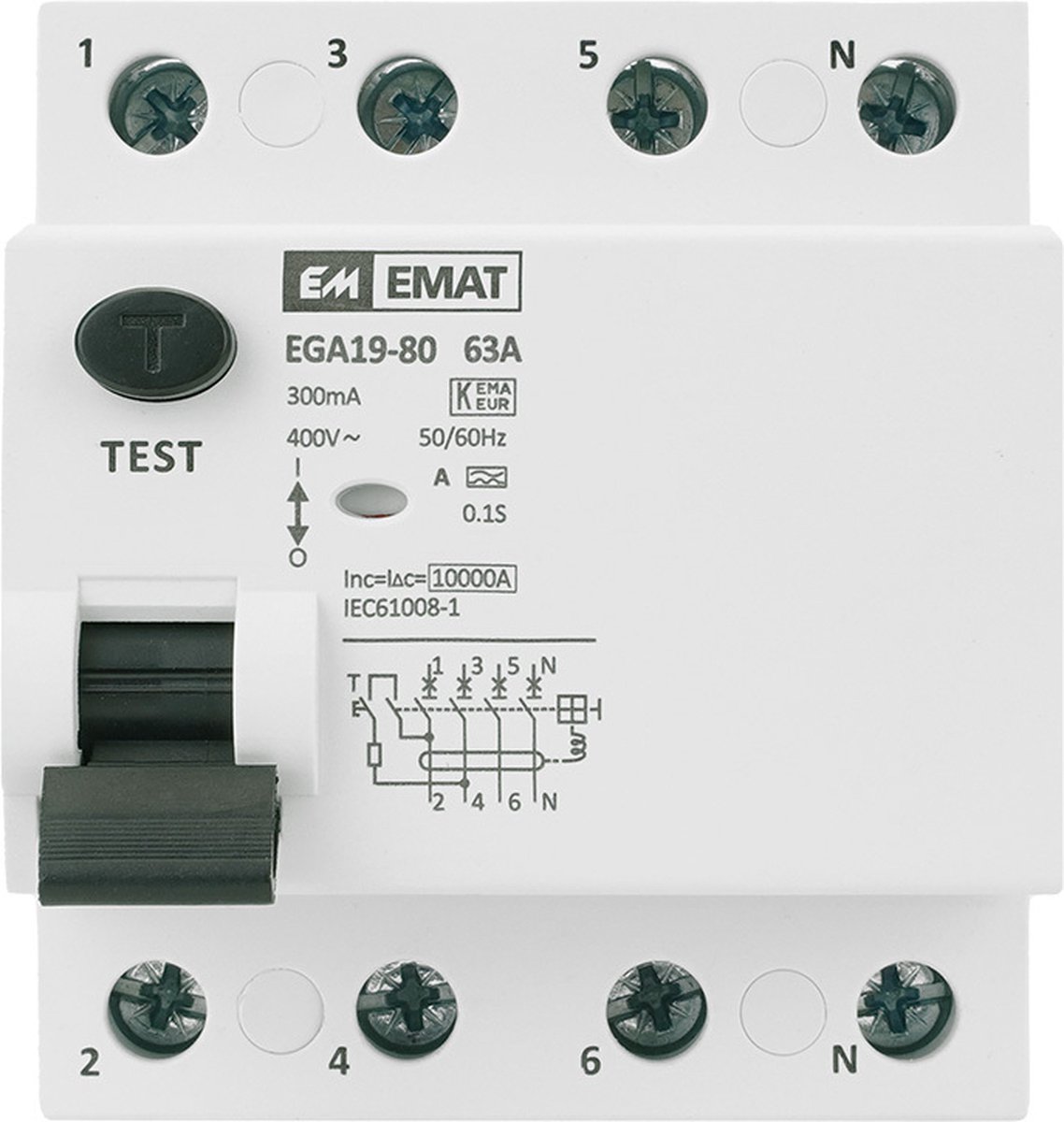 EMAT aardlekschakelaar 4-polig 63A 300mA selectief (85002009)