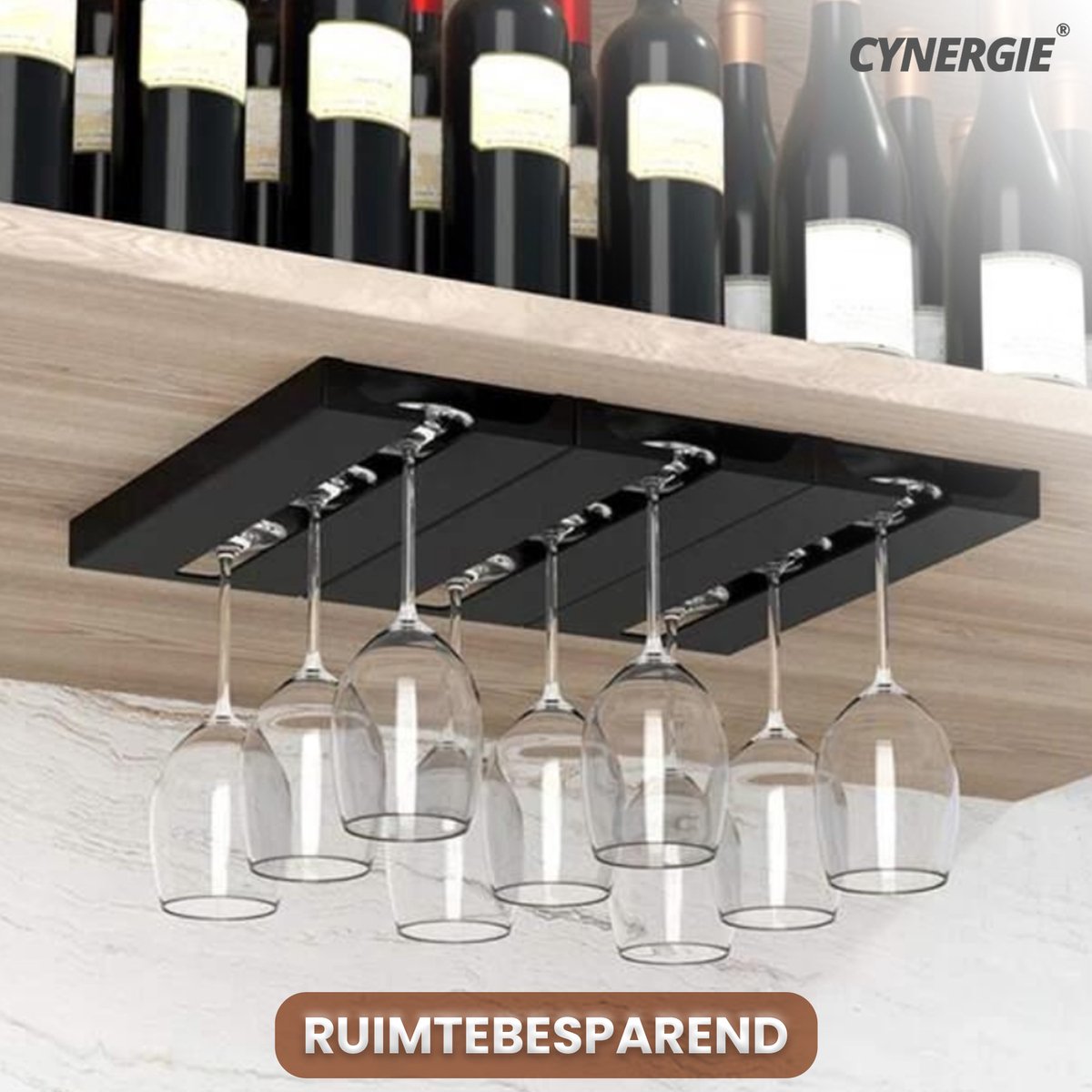 Porte Verre Suspendu A Pied Porte-verres Suspendu LINONI - Support 6 Rails Pour 12-18 Verres | Rangement Bar Ou Cuisine Design Rangement Verre à Vin