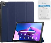 Étui pour tablette et protecteur d'écran pour Lenovo Tab M10 Plus (3e génération) étui pour tablette et protecteur d'écran - Housse 2 en 1 - 10,6 pouces - Tri-Fold Book Case - Blauw foncé