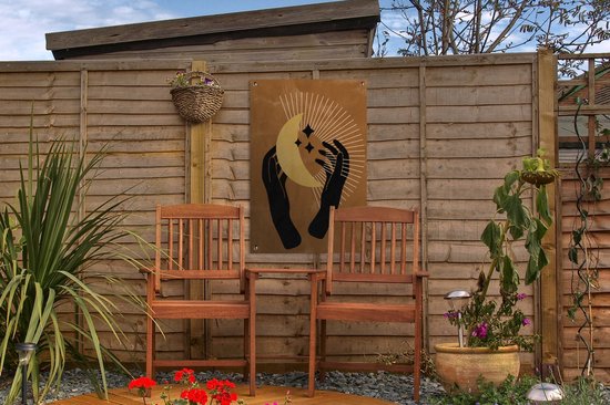 Décoration de jardin Boho - Espace - Abstrait - Etoiles - 40x60 cm - Affiche de jardin - Toile de jardin - Affiche d'extérieur.