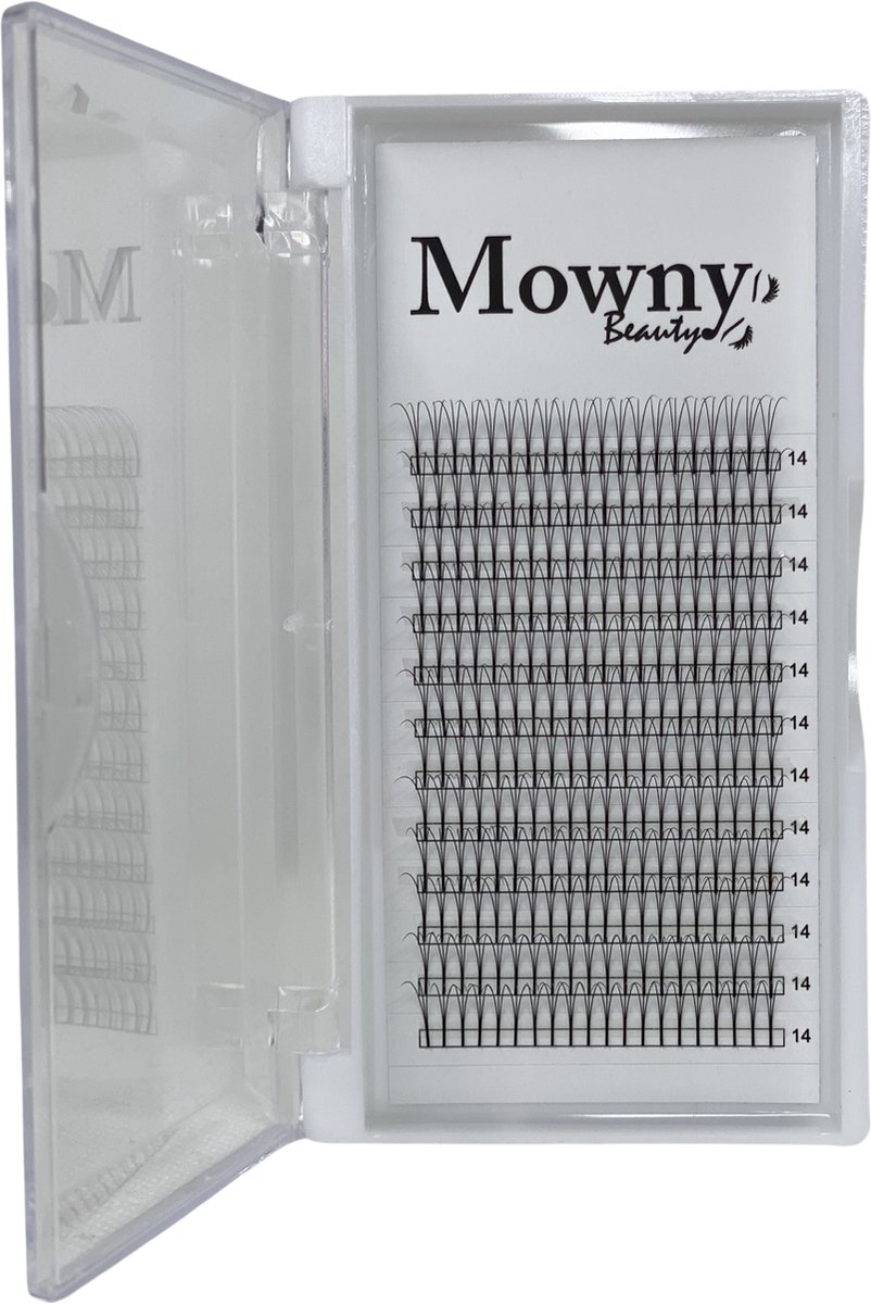 Mowny Beauty - Wimperextensions - 3D Premade Fans - 14mm 0,10mm C-krul - Natuurlijke Wimperextensions - Russisch Volume