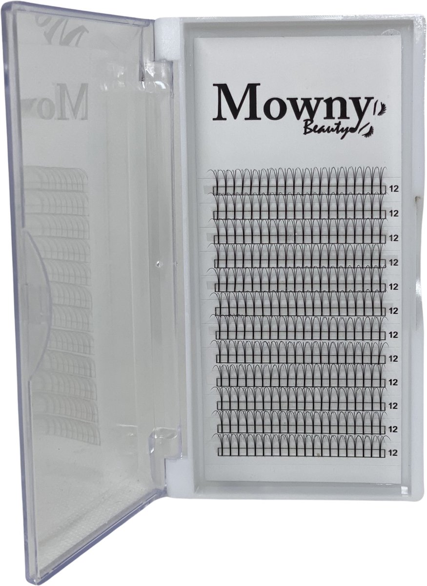 Mowny Beauty - Wimperextensions - 3D Premade Fans - 12mm 0,10mm C-krul - Natuurlijke Wimperextensions - Russisch Volume