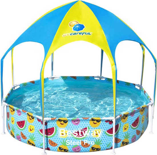 Bestway My First Frame Pool – Zwembad met zonnescherm – Kinder Zwembad – 244cm – Rond zwembad